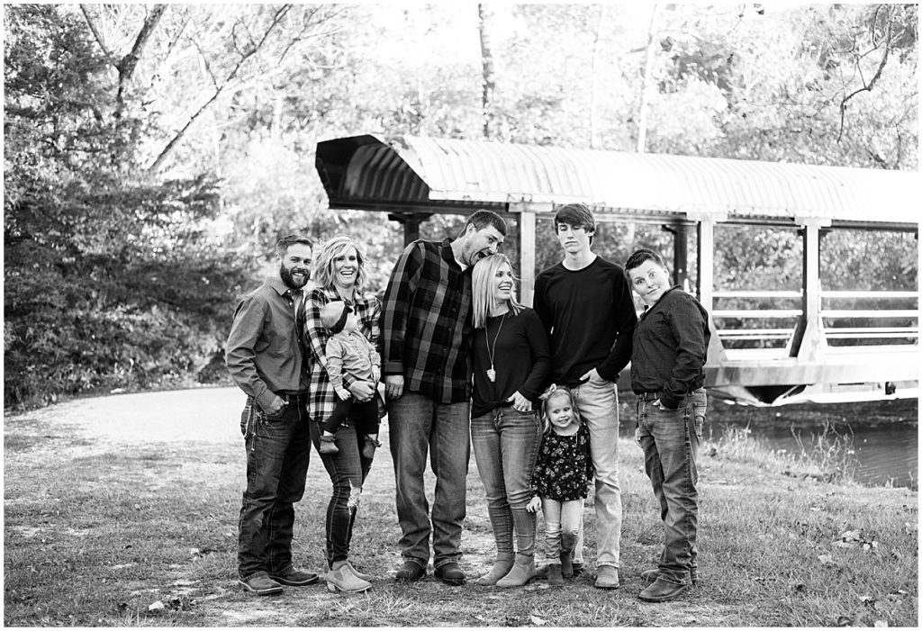 fall family pictures lions beuth park moberly mo flannel railroad car bridge black and white image