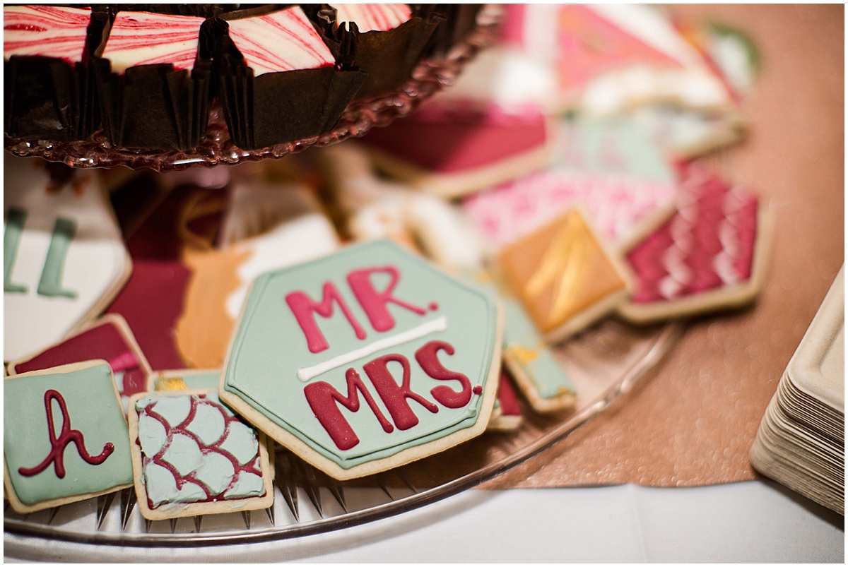wedding day custom cookies mr and mrs cookies blush and magenta